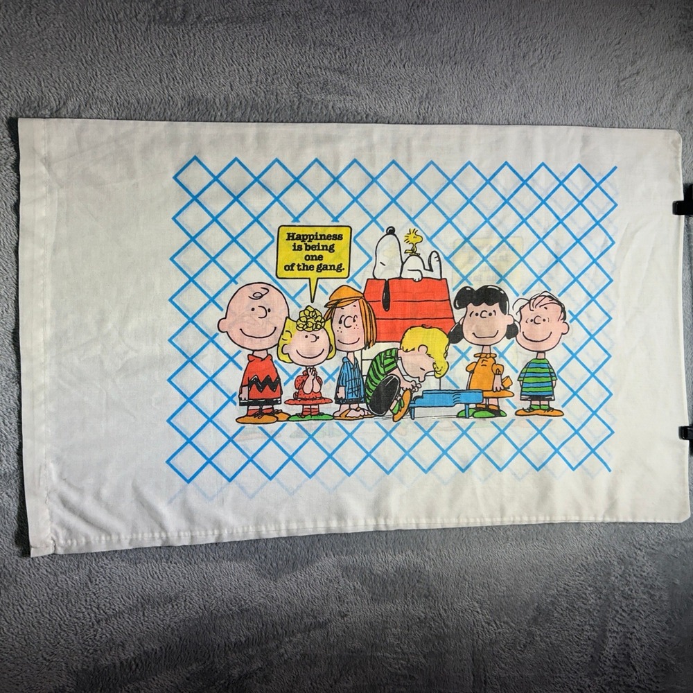 70s Charlie Brown Peanuts Snoopy Schulz One Of The Gang Twin Bedding Set Vintage - Picture 1 of 7